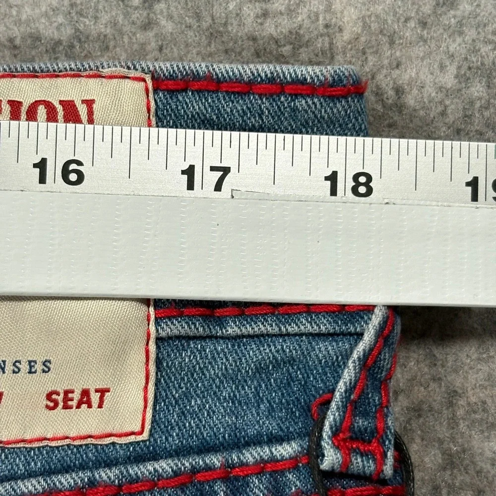 True Religion Ricky Red Big T Jeans Mens 34x34 Blue Neptune Wash Straight NWT